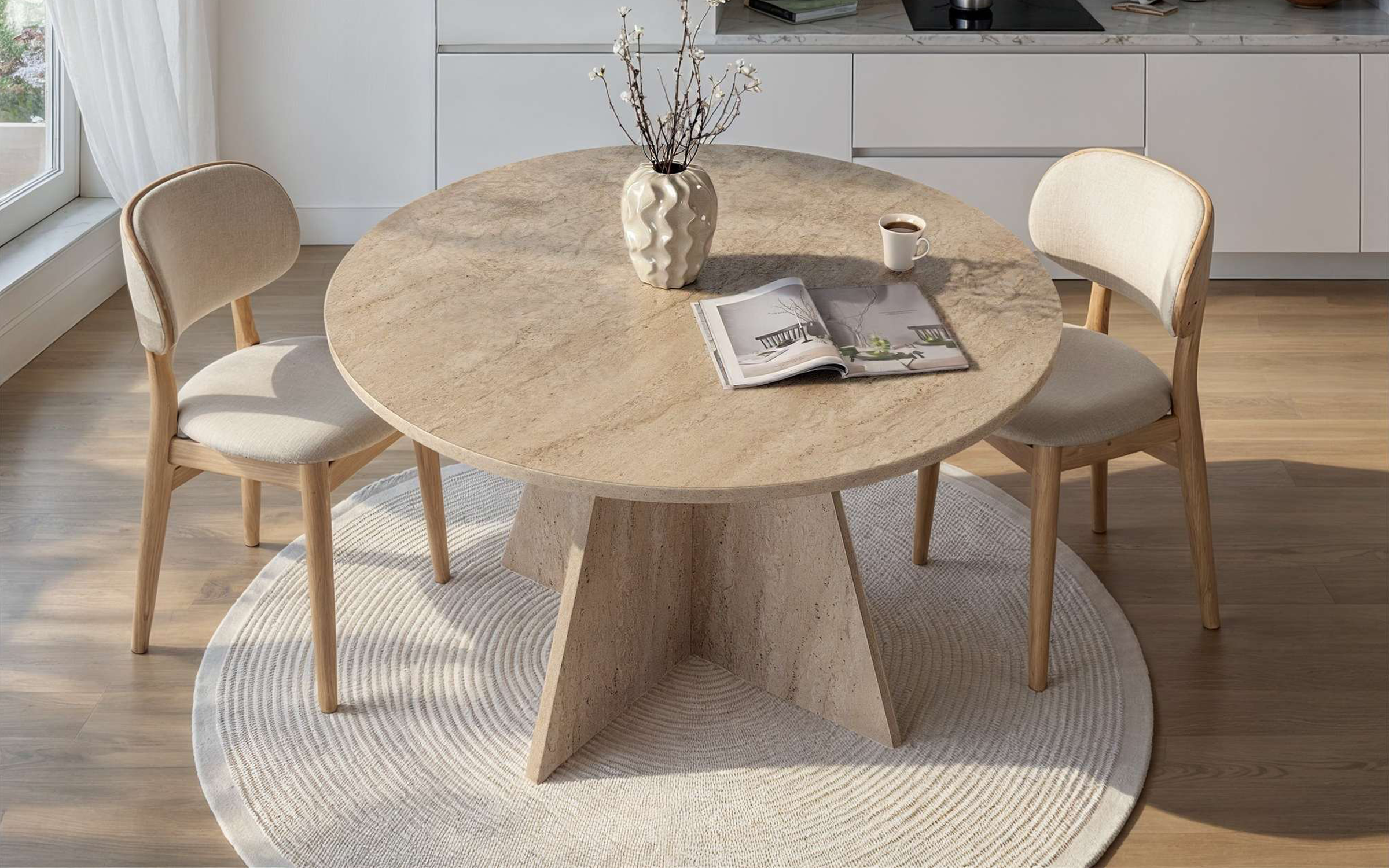 Masa dining Virela, decor travertin  3